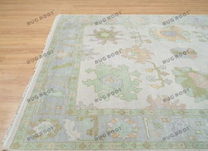 Morning Mist Beige 9x12 Rug, Gray Oushak, Multicolor, Turkish Oushak, Large Wool Rug