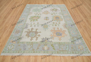 Morning Mist Beige 9x12 Rug, Gray Oushak, Multicolor, Turkish Oushak, Large Wool Rug