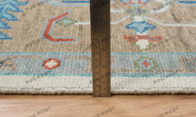 Load image into Gallery viewer, Global Fusion | Handwoven Oushak Rug | Ivory with Sky Blue Accents | Wool, Living Room
