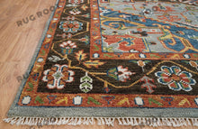 Load image into Gallery viewer, Handcrafted Harmony | Turkish Rug in Silver, Rust, and Blue | A Modern Masterpiece
