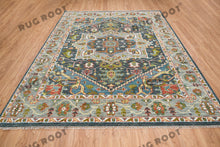 Load image into Gallery viewer, Moroccan Inspired Turkish Rug | Hand-Knotted Wool Rug with Vibrant Colors and Geometric Patterns
