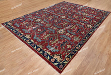 Load image into Gallery viewer, Modern Anatolian Elegance | Hand-Knotted Turkish Wool Rug in Deep Red and Navy
