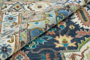 Global Treasures | Handcrafted Turkish Rug in Blue and White with Vintage Flair
