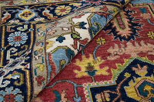 Timeless Artisanry | Heriz Serapi Rug with Intricate Geometric and Floral Patterns