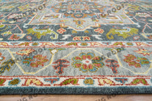 Load image into Gallery viewer, Moroccan Inspired Turkish Rug | Hand-Knotted Wool Rug with Vibrant Colors and Geometric Patterns
