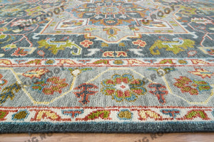 Moroccan Inspired Turkish Rug | Hand-Knotted Wool Rug with Vibrant Colors and Geometric Patterns