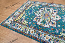Load image into Gallery viewer, Hand Knotted Harmony | Soft Teal &amp; Ivory Turkish Wool Rug
