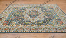 Load image into Gallery viewer, Moroccan Inspired Turkish Rug | Hand-Knotted Wool Rug with Vibrant Colors and Geometric Patterns
