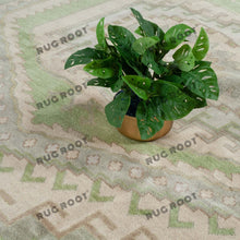 Load image into Gallery viewer, Natural Tranquility | Sage Green Turkish Knot Rug with Traditional Patterns
