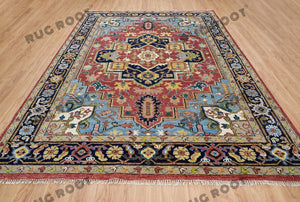 Timeless Artisanry | Heriz Serapi Rug with Intricate Geometric and Floral Patterns