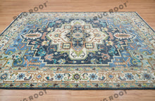 Load image into Gallery viewer, Global Treasures | Handcrafted Turkish Rug in Blue and White with Vintage Flair
