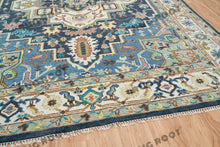 Load image into Gallery viewer, Global Treasures | Handcrafted Turkish Rug in Blue and White with Vintage Flair
