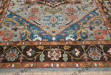 Load image into Gallery viewer, Handcrafted Harmony | Turkish Rug in Silver, Rust, and Blue | A Modern Masterpiece
