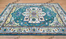 Load image into Gallery viewer, Hand Knotted Harmony | Soft Teal &amp; Ivory Turkish Wool Rug
