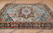 Load image into Gallery viewer, Handcrafted Harmony | Turkish Rug in Silver, Rust, and Blue | A Modern Masterpiece
