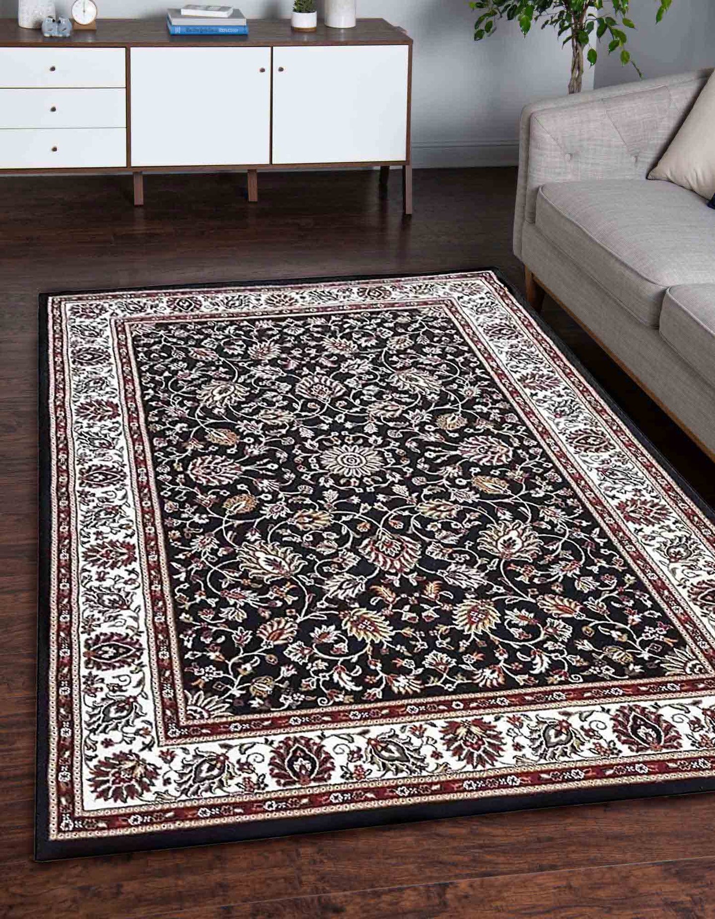 RUG ROOT Beautiful Persian Carpet Black Color From All India Choice Collection