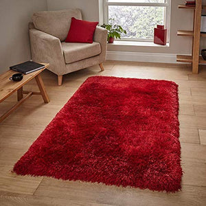 RUG ROOT Shaggy Carpet for Living Room VIP Collection (Pantone 11-0601 TPX) Red