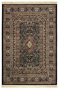 Kashmiri Silk Carpet For Living Bedroom | Black Color | RUG ROOT