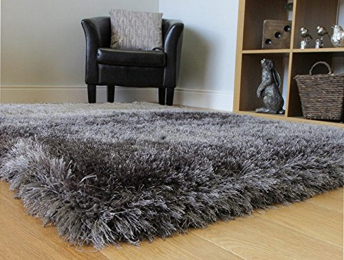 RUG ROOT Shaggy Carpet for Living Room VIP Collection (Pantone 11-0601 TPX) Charcoal