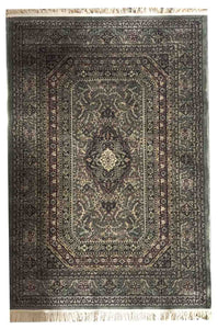 Traditional Kashmiri Silk Soft Touch Carpet For Living Room | Green Color | RUG ROOT