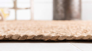Braided Jute Collection Hand Woven Natural Fibers Natural/Tan Round Carpet